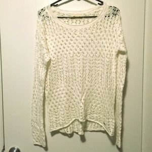 Hollister white open knit sweater